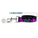 Dog Leash - HARLEY QUINN Pow & Aiming Poses/Joker Sketch Black/Turquoise/Fuchsia
