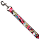 Dog Leash - Harley Quinn Puddin Poses Anime Graphics Pink/Red