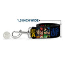Dog Leash - JUSTICE LEAGUE OF AMERICA w/Superhero Blocks Black/Multi Color