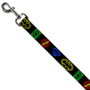 Dog Leash - Justice League Electric Logos Black/Multi Neon
