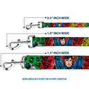 Dog Leash - Justice League New 52 4-Superhero Poses/Scattered Logos Multi Color/Black