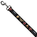 Dog Leash - Justice League 2017 6-Superhero Icons Black