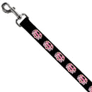 Dog Leash - Super Shield Hibiscus Design Black/Pink