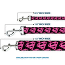 Dog Leash - Diagonal Superman Logo w/Hearts Black/Pink