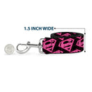 Dog Leash - Diagonal Superman Logo w/Hearts Black/Pink
