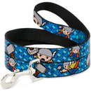 MARVEL UNIVERSE Dog Leash - Kawaii Thor Poses Hammer Monogram Blues