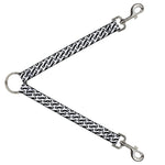 Dog Leash Splitter - Diagonal Handlebar Mustaches White/Black