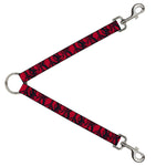 Dog Leash Splitter - Peace Dots Black/Fuchsia
