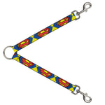 Dog Leash Splitter - Jagged Superman Shield CLOSE-UP Yellow/Blue/Red