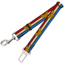 Dog Safety Seatbelt for Cars - Wonder Woman Logo Stripe/Stars Red/Gold/Blue/White