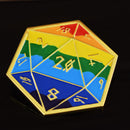 Pride and Gold Rainbow D20 Pin (Large)