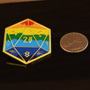 Pride and Gold Rainbow D20 Pin (Large)