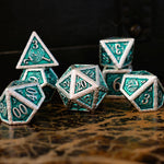 Ballad of the Bard Green and Silver Metal Dice Set 'PRE-ORDER | SPRING EVENT DEAL'