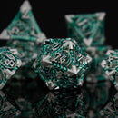 Dragonguard Hollow Metal Dice Set - Emerald and Silver