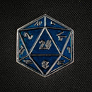 Aqua and Silver D20 Pin