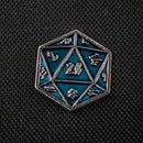 Aqua and Silver D20 Pin