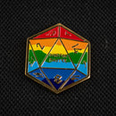 Pride and Gold Rainbow D20 Pin