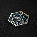 Aqua and Silver D20 Pin