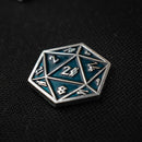 Aqua and Silver D20 Pin