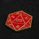 Red and Gold D20 Pin