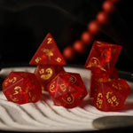 Japanese Frosted Red Glass Dice Set - Dice Around the World Collection