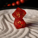 Japanese Frosted Red Glass Dice Set - Dice Around the World Collection