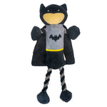 Dog Toy Plush Rope Toy - Batman Body with Black Silver Rope Legs