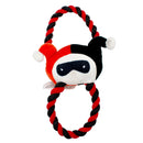 Dog Toy Plush Rope Toy - Harley Quinn Face Plush + Black Red Round Ropes