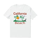 Hawaiian Tee For Men California Beach Tee Crew Neck 100% Cotton - WIHTE