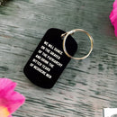 Dance on the Graves of the Patriarchy Dog Tag Keychain in Black, Laser Engraved