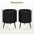 Fluted Metal Planter Pots with Stand Set of 2