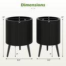Fluted Metal Planter Pots with Stand Set of 2