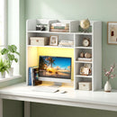 Desktop Bookshelf with LED Lights 35.5" Desk Hutch Organizer