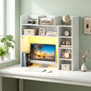 Desktop Bookshelf with LED Lights 35.5" Desk Hutch Organizer