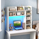 Desktop Bookshelf with LED Lights 35.5" Desk Hutch Organizer