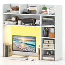 Desktop Bookshelf with LED Lights 35.5" Desk Hutch Organizer