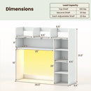 Desktop Bookshelf with LED Lights 35.5" Desk Hutch Organizer