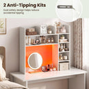 Desktop Bookshelf with LED Lights 35.5" Desk Hutch Organizer