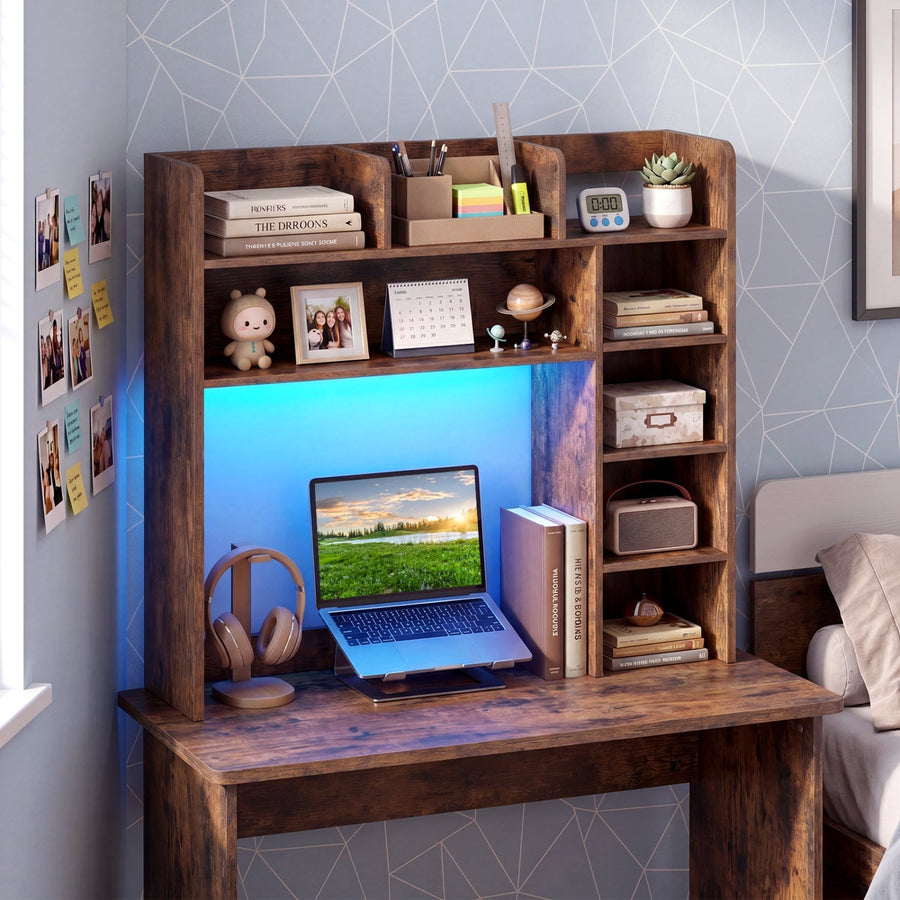 Desktop Bookshelf with LED Lights 35.5