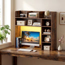 Desktop Bookshelf with LED Lights 35.5" Desk Hutch Organizer