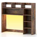 Desktop Bookshelf with LED Lights 35.5" Desk Hutch Organizer