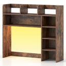 Desktop Bookshelf with LED Lights 35.5" Desk Hutch Organizer