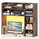 Desktop Bookshelf with LED Lights 35.5" Desk Hutch Organizer