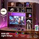 Desktop Bookshelf with LED Lights 35.5" Desk Hutch Organizer