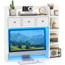 Desktop Bookshelf with LED Lights 5-Tier Storage & 3 Drawers