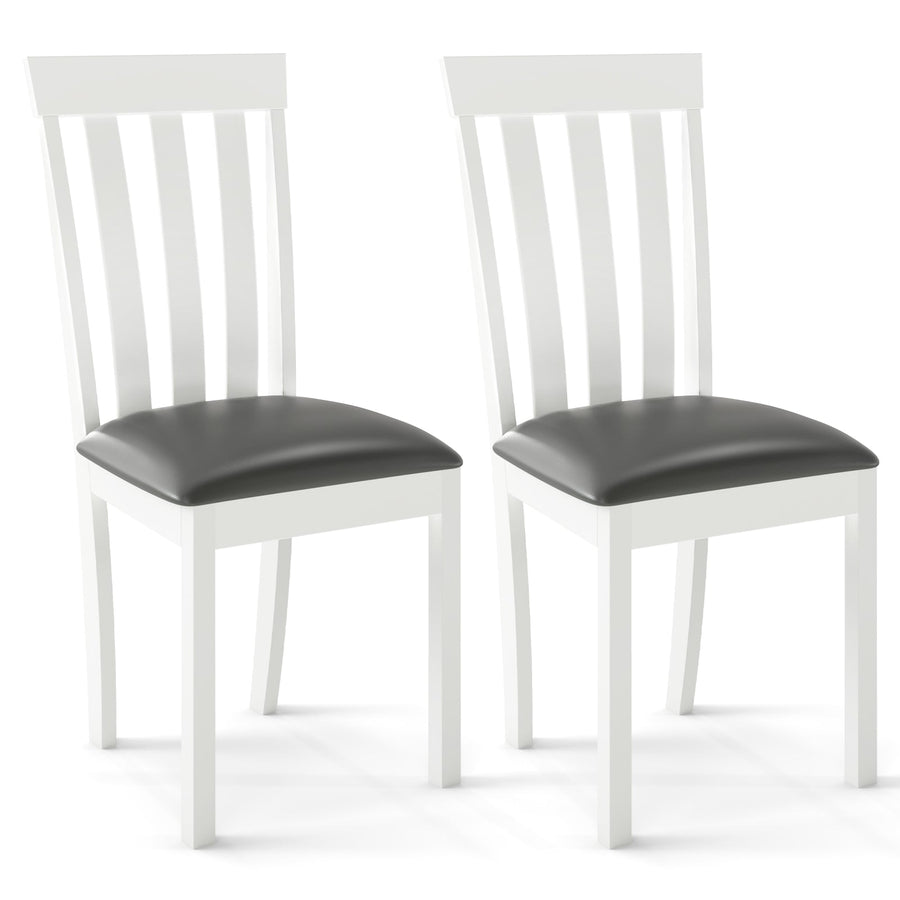 Dining Chair Set of 2 Upholstered Wooden Kitchen Chairs with Padded Seat and Rubber Wood Frame