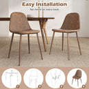 Dining Chair Set of 4 Faux PU Leather Upholstered Kitchen Chairs with Metal Legs-Brown