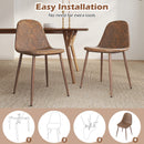 Dining Chair Set of 4 Faux PU Leather Upholstered Kitchen Chairs with Metal Legs-Brown