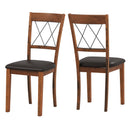 Dining Chair Set of 2 Fabric Upholstered Kitchen Armless Chairs with Rubber Wood Frame-Walnut