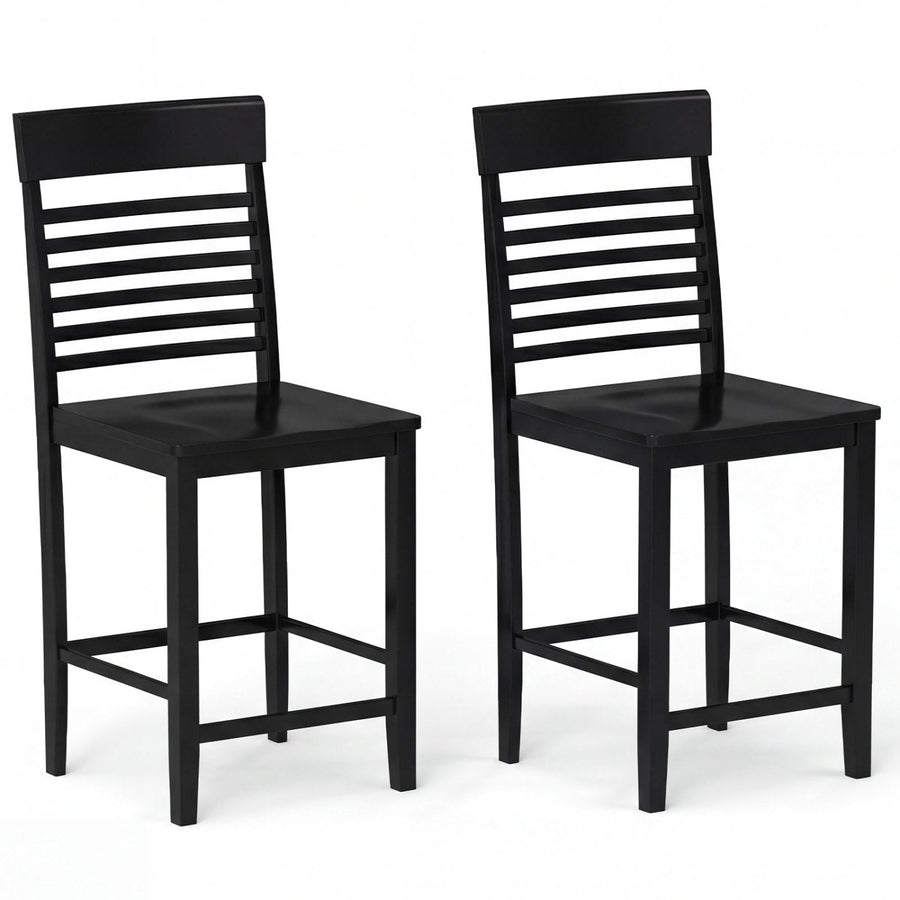 Dining Chair Set of 2 with Footrests and Solid Wood Frame